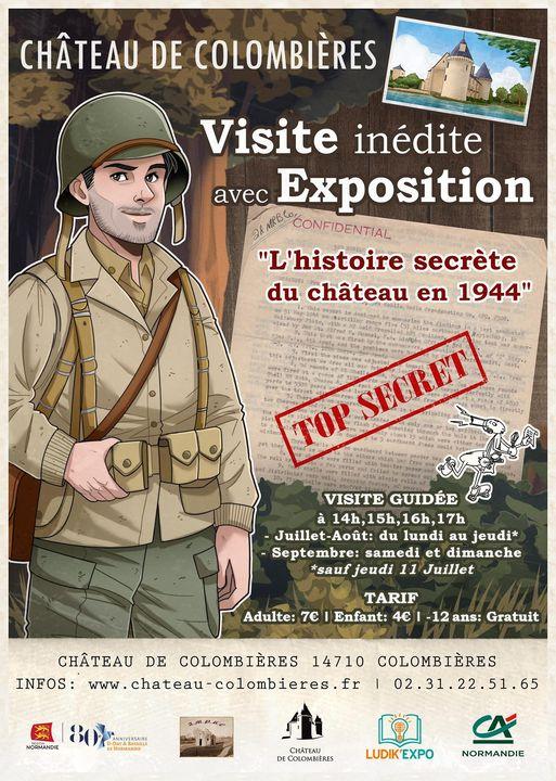 Affiche exposition histoire secrete 1944 chateau de colombieres